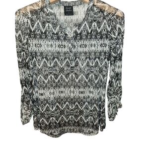 Sheer Black and White Patterned Women's Top SKU A10